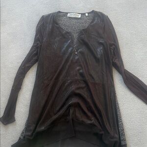 Patrizia Luca Shimmering Dark Brown Long Sleeve Top